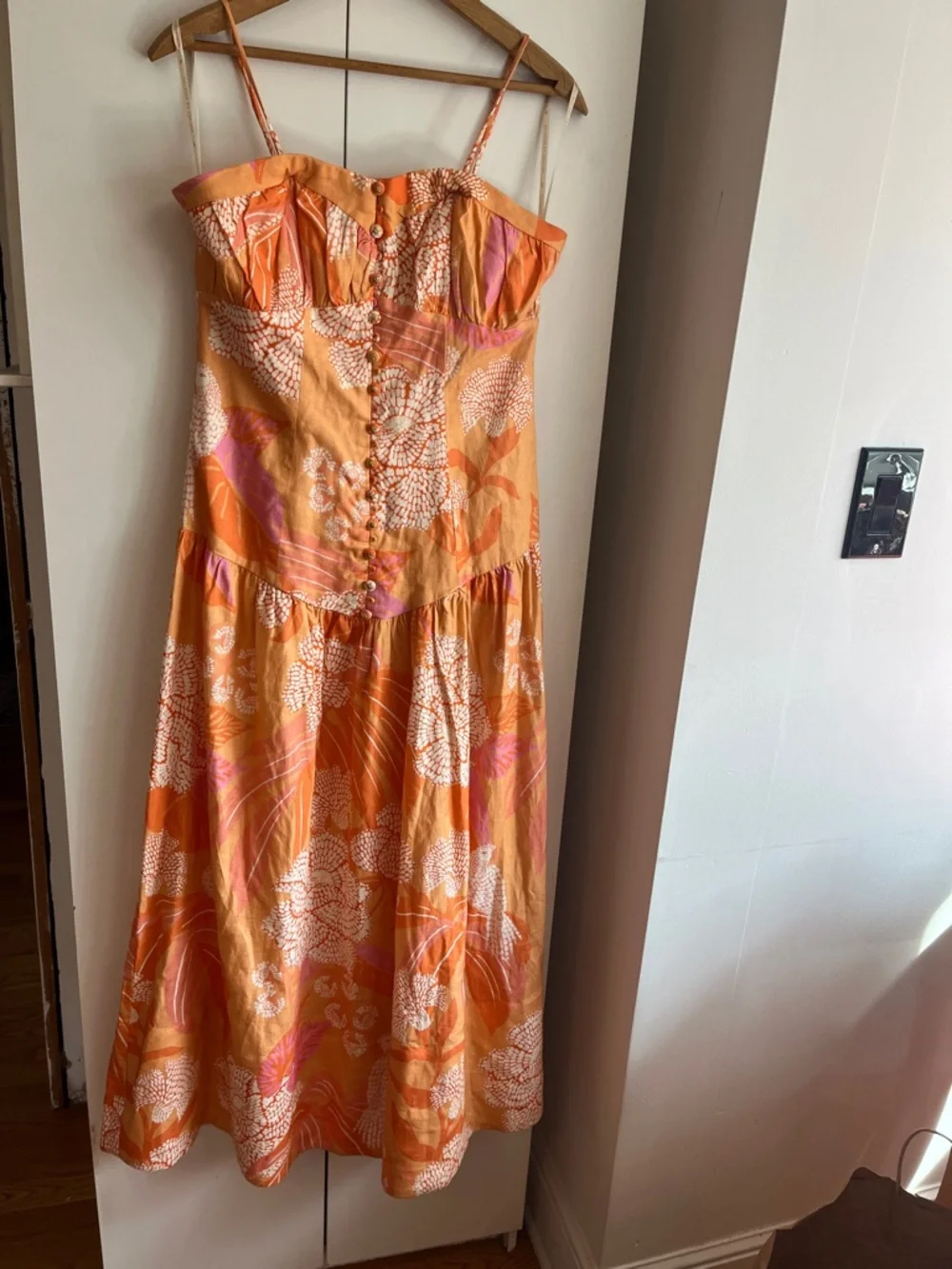 Anthropologie x Farm Rio Linen Blend Strapless Drop-Waist Maxi Dress Size S NWT - Picture 6 of 14